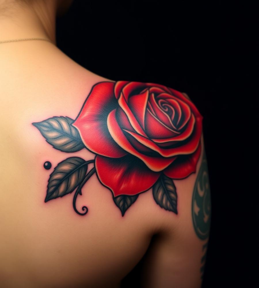 Traditional rose tattoo